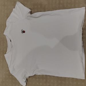 A basic white tee with a small french fry print.